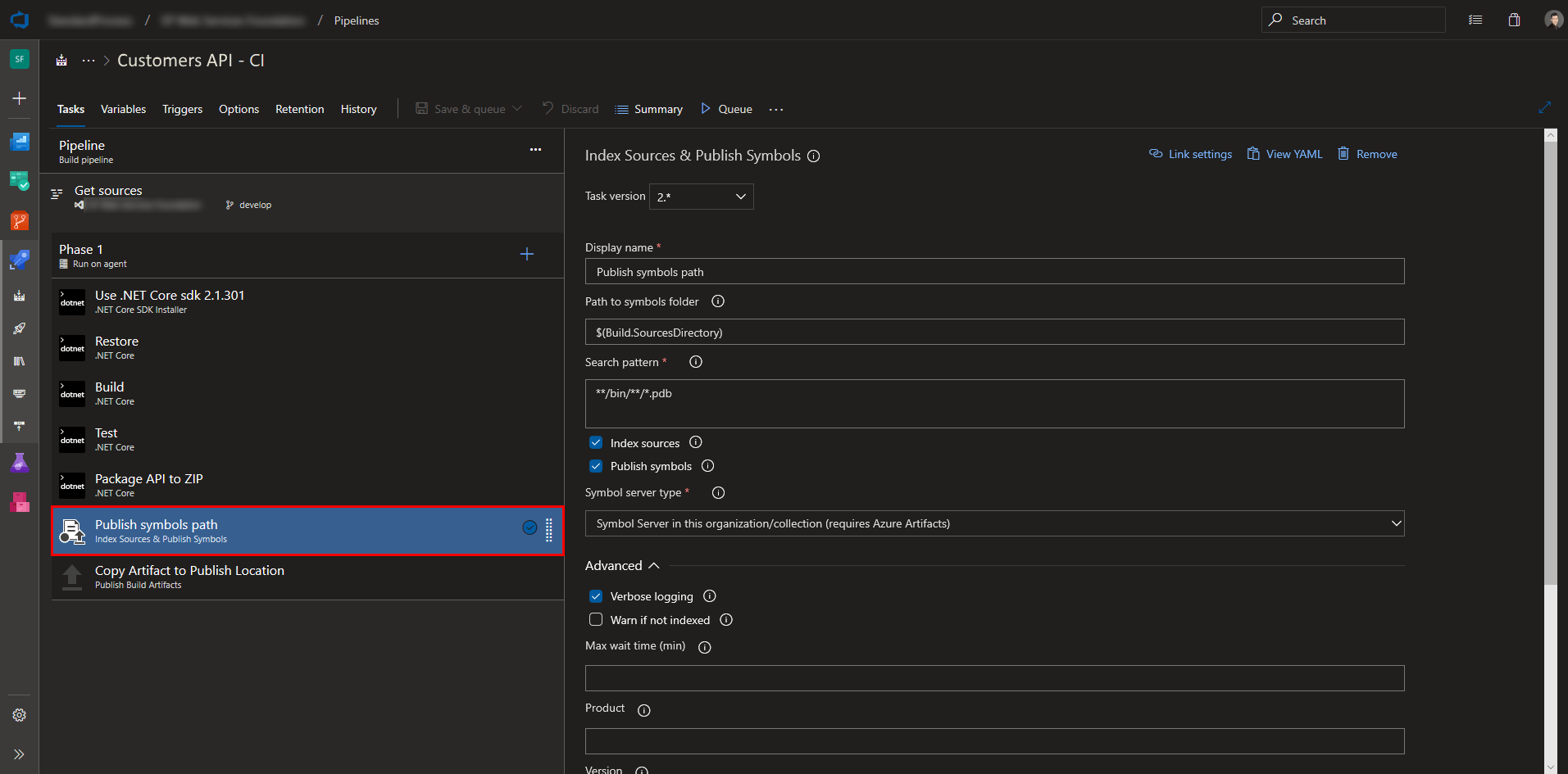 azure devops publish symbols path