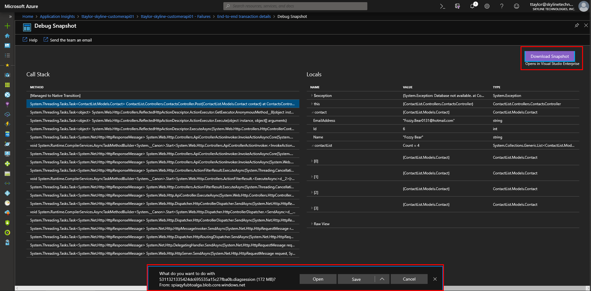 azure snapshot debugger failures