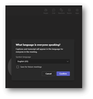 Microsoft Teams accessibility language