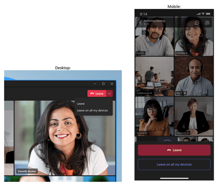 leave microsoft teams meeting on all devices