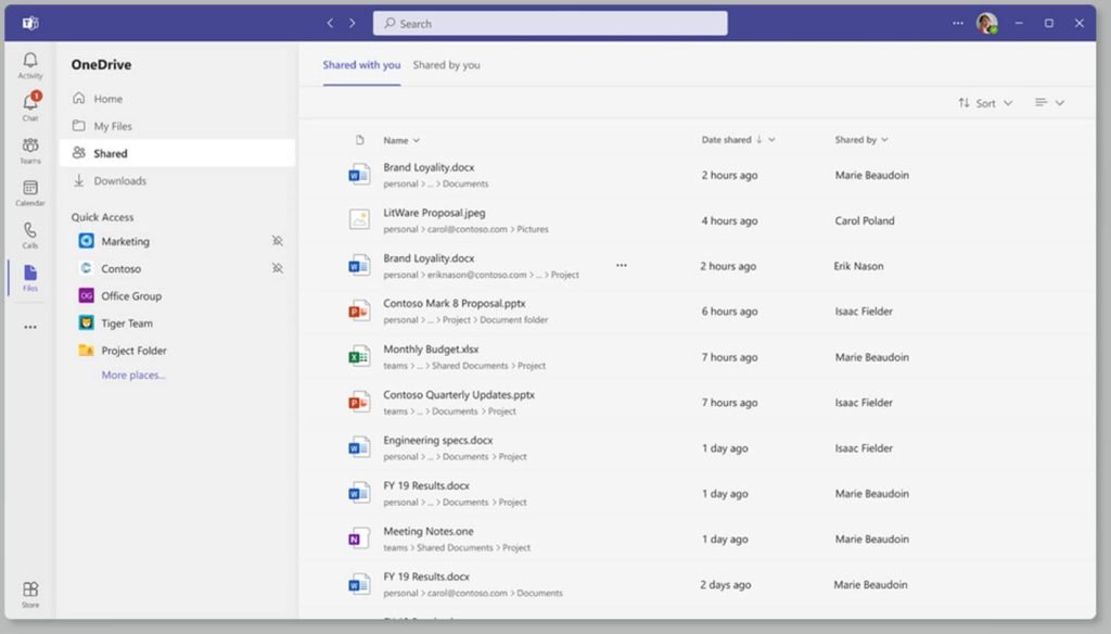 updated files app on microsoft teams